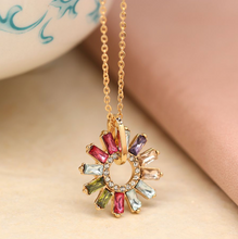 Load image into Gallery viewer, Multicoloured Crystal Flower Necklace