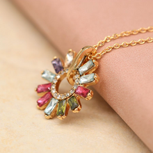 Load image into Gallery viewer, Multicoloured Crystal Flower Necklace