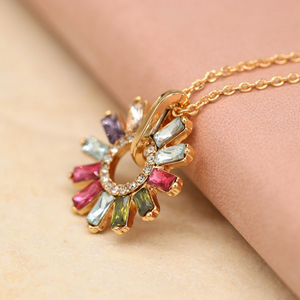 Multicoloured Crystal Flower Necklace