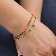 Load image into Gallery viewer, Golden Chain and Coral Bead Bracelet