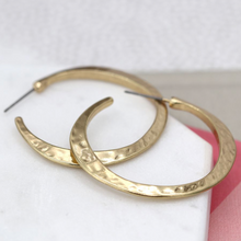 Load image into Gallery viewer, Hammered Hoop Earrings