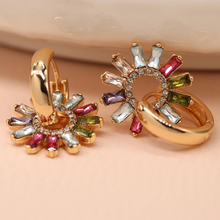 Load image into Gallery viewer, Multicoloured Crystal Flower Earrings