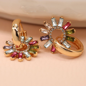 Multicoloured Crystal Flower Earrings