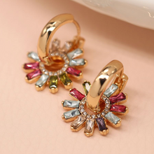 Load image into Gallery viewer, Multicoloured Crystal Flower Earrings