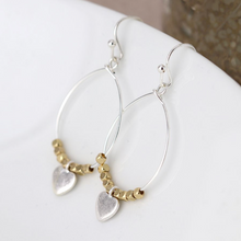 Load image into Gallery viewer, Teardrop Earrings with Golden Beads &amp; Heart