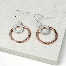 Load image into Gallery viewer, Rose Gold &amp; Silver Plated Rings Drop Earrings