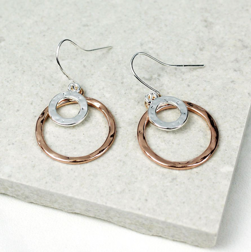 Rose Gold & Silver Plated Rings Drop Earrings