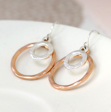 Load image into Gallery viewer, Rose Gold &amp; Silver Plated Rings Drop Earrings