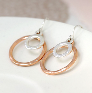Rose Gold & Silver Plated Rings Drop Earrings