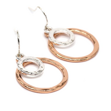 Load image into Gallery viewer, Rose Gold &amp; Silver Plated Rings Drop Earrings