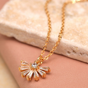 Crystal Deco Fan Necklace