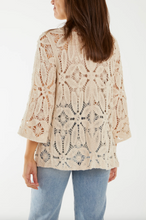 Load image into Gallery viewer, Crochet 3/4 Sleeve Cardigan (Stone)