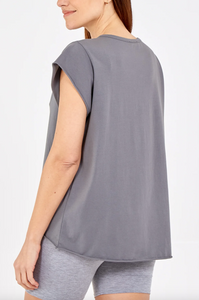 Cap Sleeve High Low Rolled Edge Top (colour options)