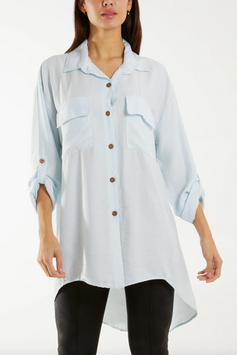 Roll Sleeve Shirt (Light Blue)