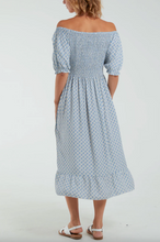 Load image into Gallery viewer, Dabu Print Midi Dress (Denim Blue)