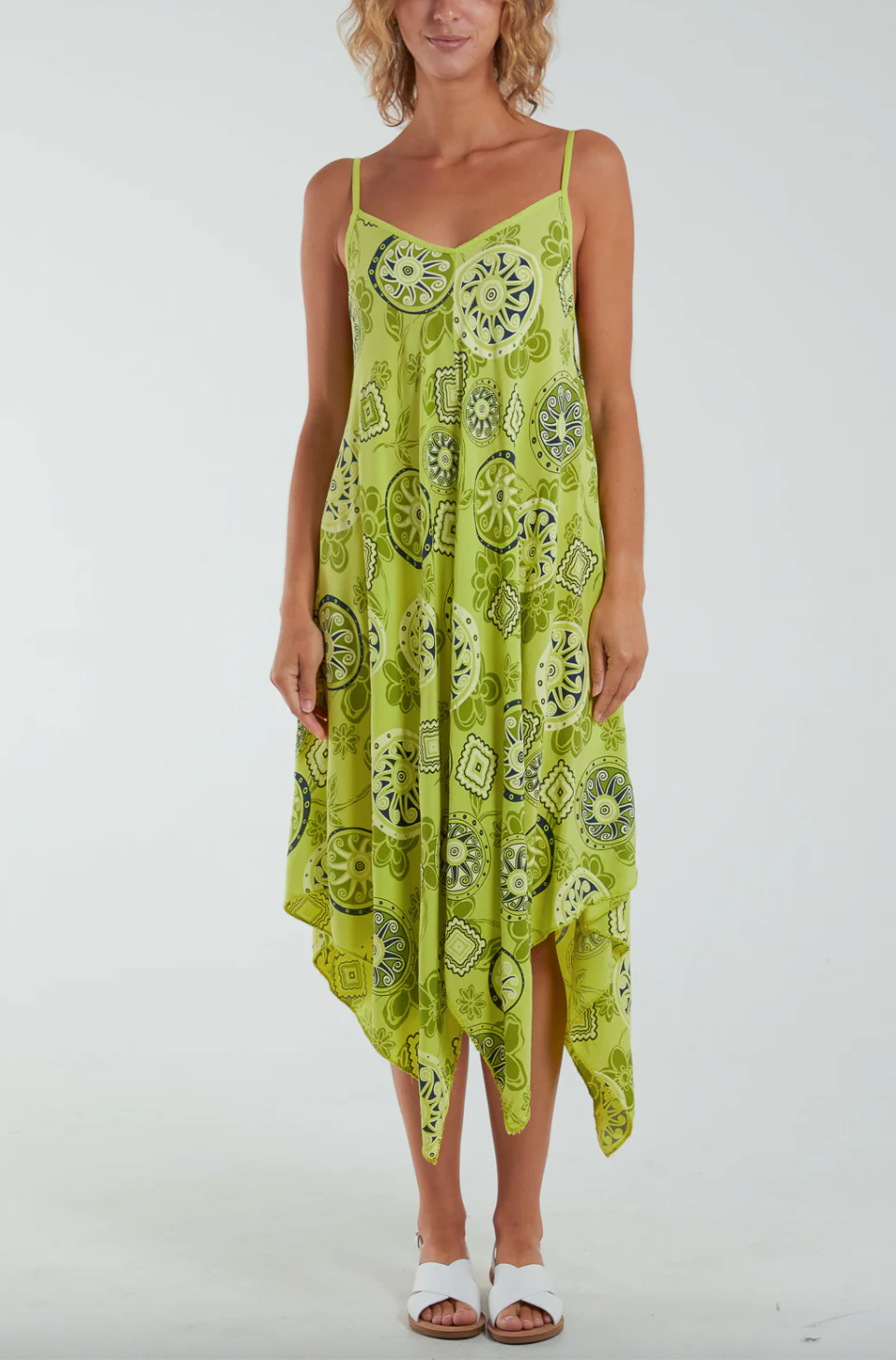 Tribal Hanky Hem Sun Dress (Lime)