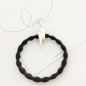 Hair Tie (Silver Lightning Bolt/Black)