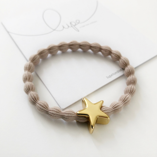 Hair Tie (Gold Star/Taupe)