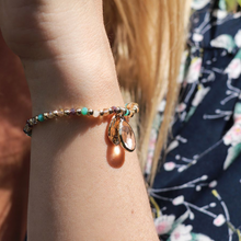 Load image into Gallery viewer, Golden &amp; Aqua Mixed Bead Bracelet