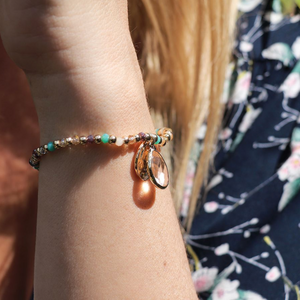 Golden & Aqua Mixed Bead Bracelet