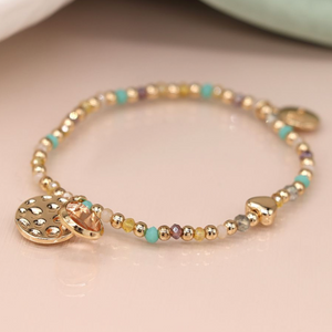 Golden & Aqua Mixed Bead Bracelet