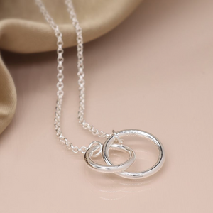 Silver Linked Double Hoop Necklace