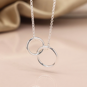 Silver Linked Double Hoop Necklace