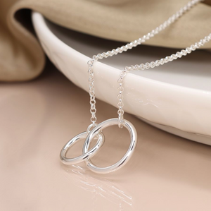 Silver Linked Double Hoop Necklace