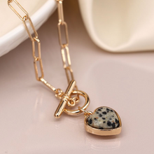 Load image into Gallery viewer, Golden Dalmation Heart Earrings