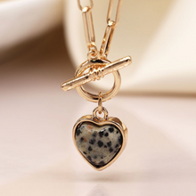 Load image into Gallery viewer, Golden Dalmation Heart Earrings