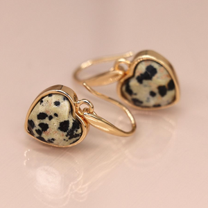 Golden Dalmation Heart Earrings