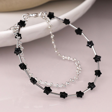 Load image into Gallery viewer, Silver &amp; Black Double Strand Star Bracelet