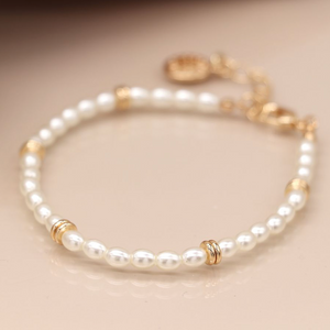 Seed Pearl & Gold Spacer Bead Bracelet