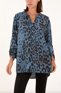 Leopard Print Blouse (Blue)