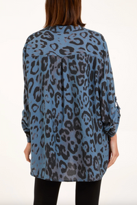 Leopard Print Blouse (Blue)