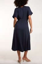 Load image into Gallery viewer, Ribbed Tie Front Midi Dress (Navy)