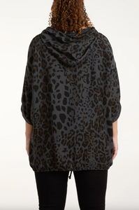 Animal print Zip Light Jacket (Charcoal)