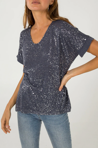 Silver Splatter T-Shirt (Navy)