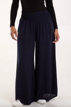 Load image into Gallery viewer, Leopard Print Elasticated Waist Wide Leg Trousers (Navy)