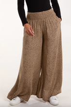 Load image into Gallery viewer, Leopard Print Elasticated Waist Wide Leg Trousers (Camel)