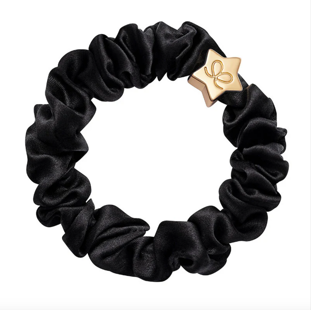 Gold Star Silk Scrunchie (Black)