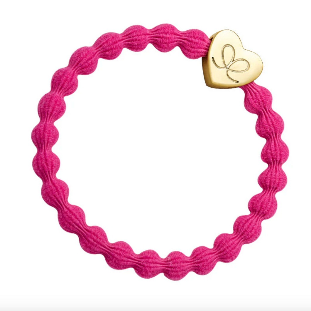 Gold Heart Hair Tie (Fuchsia)