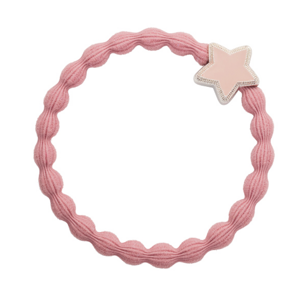 Enamel Silver Star Hair Tie (Champagne Pink)