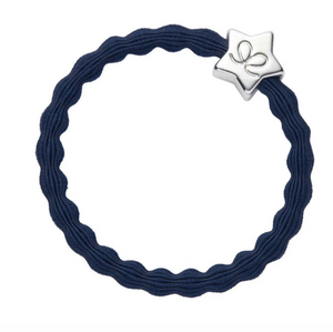 Silver Star Hair Tie (Navy Blue)