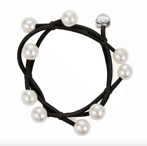 Pearl Cluster Hair Tie (Black)