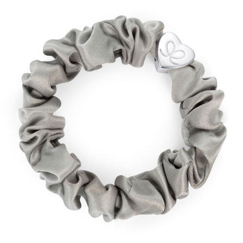 Silver Heart Silk Scrunchie (Moonlight)