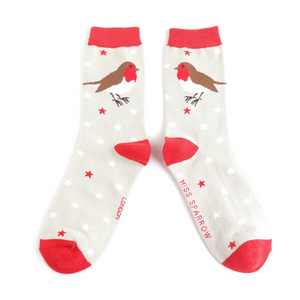 Socks - Festive Robin (Silver)