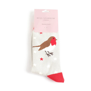 Socks - Festive Robin (Silver)