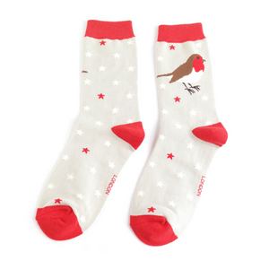 Socks - Festive Robin (Silver)