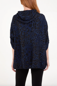 Animal print Zip Light Jacket (Navy)